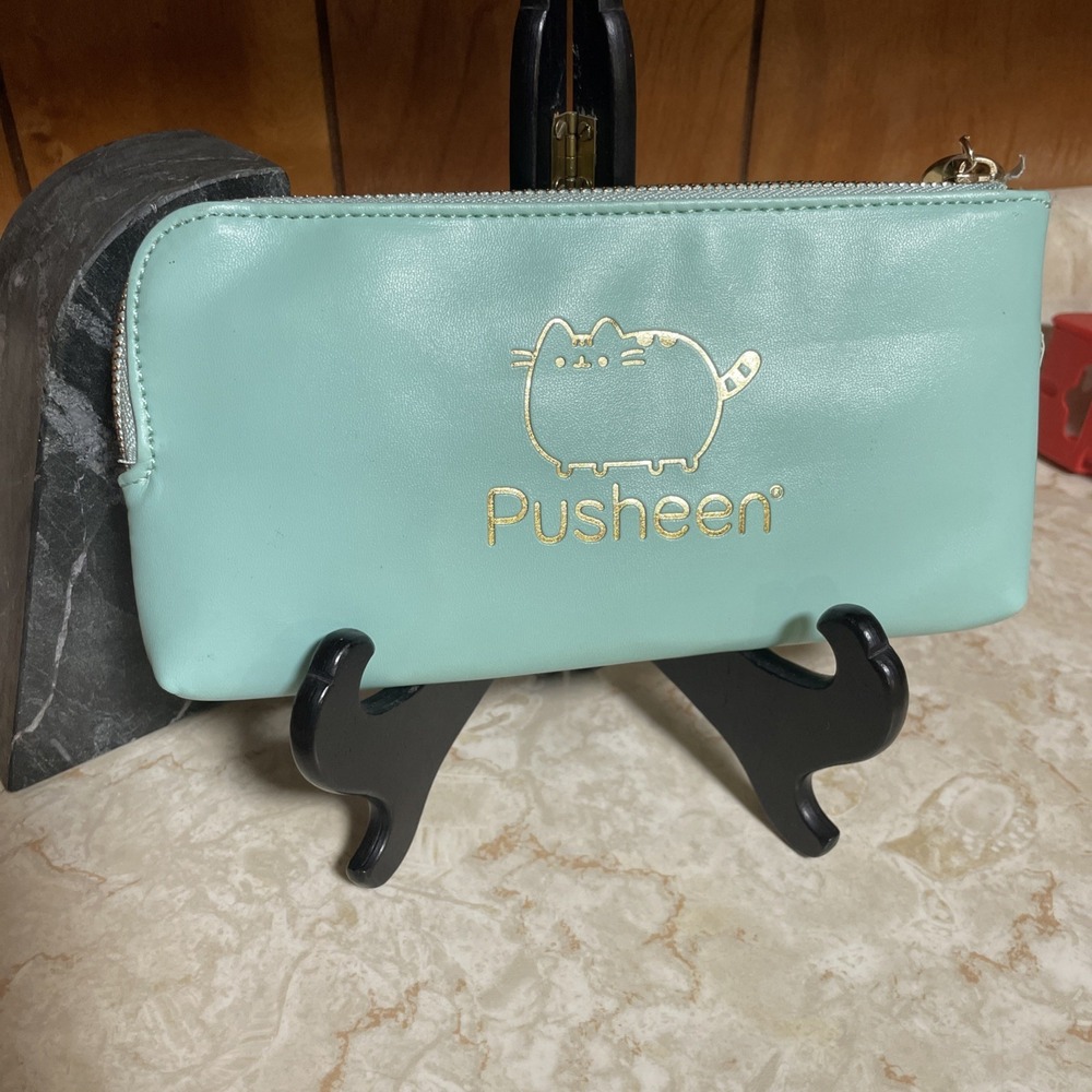 Pusheen the Cat Mint Colored Pencil Pouch with Gold Metal Zipper